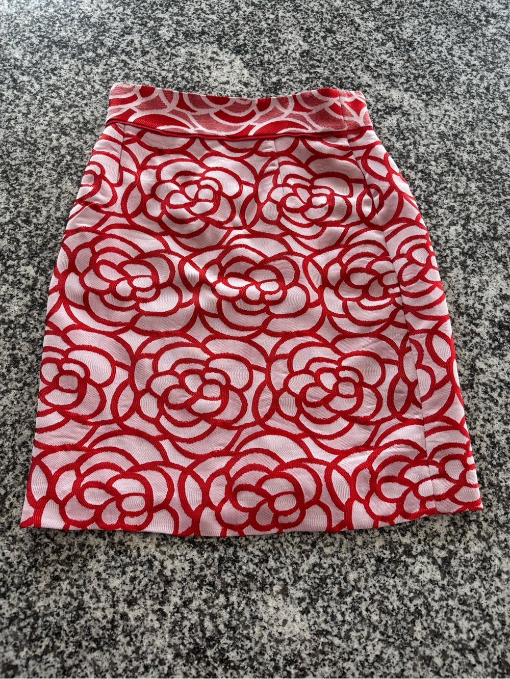 ANTONIO MELANI Red and White Floral Pencil Skirt